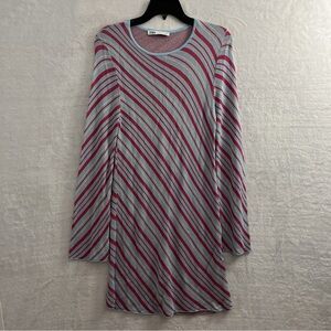 Zara Red and Teal Striped Knit Dress